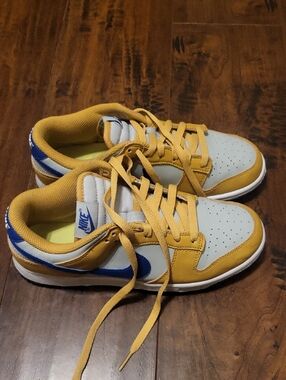 Kids Nike Dunks  Yellow, Blue & White Low-Top Sneakers